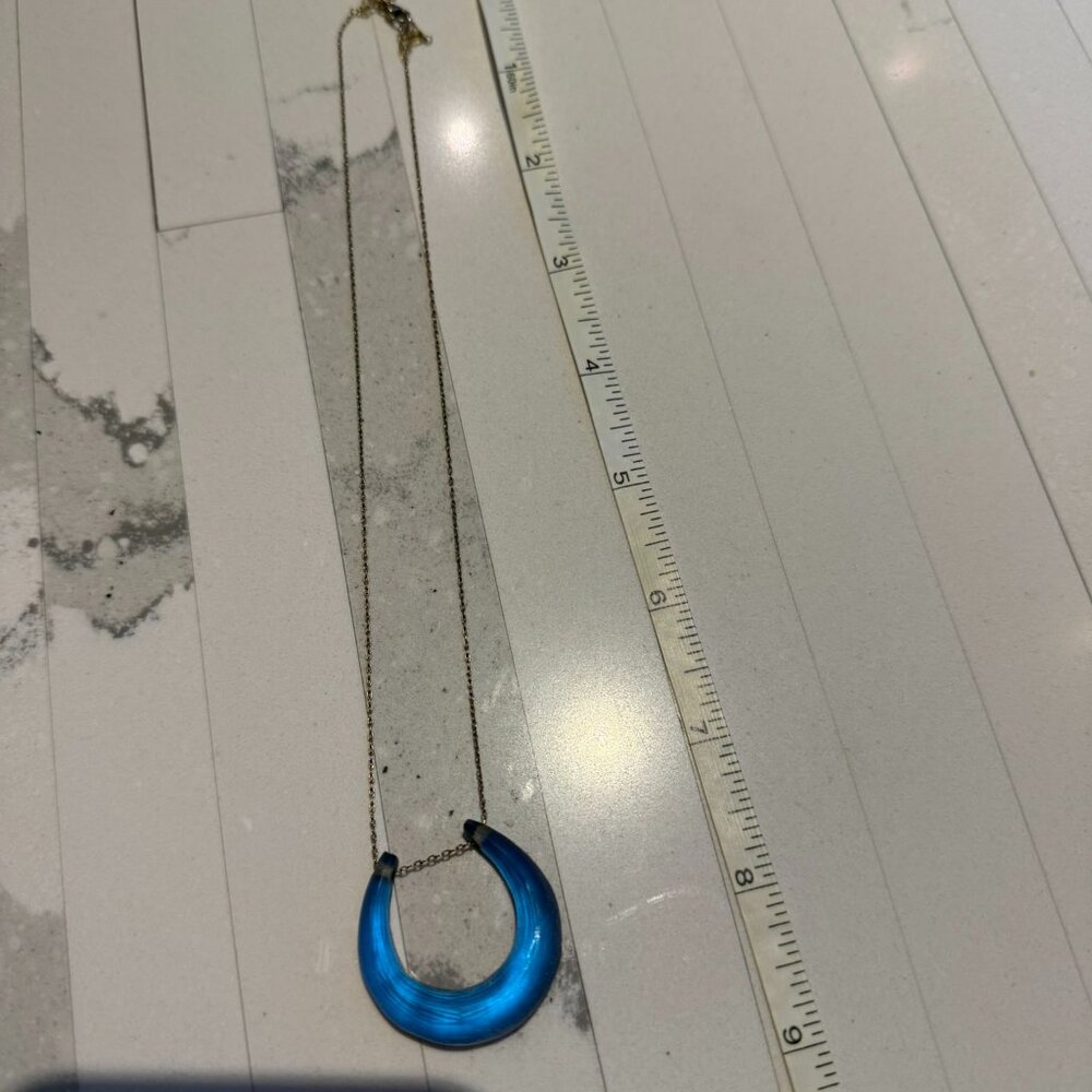 Alexis Bittar Lucite Horseshoe Pendant Necklace – Blue Crescent